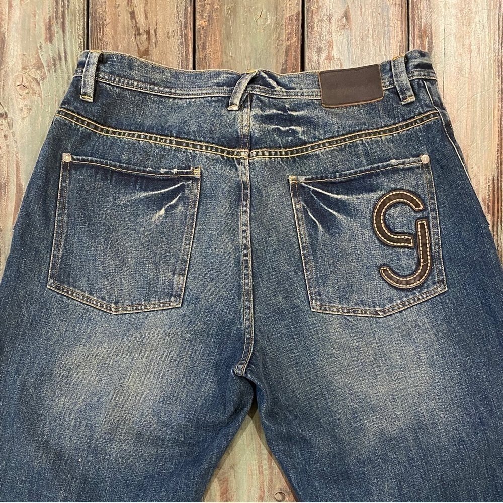 Sean John 36x32 VINTAGE Baggy Jeans Y2K Men’s Button Fly Logo Distressed